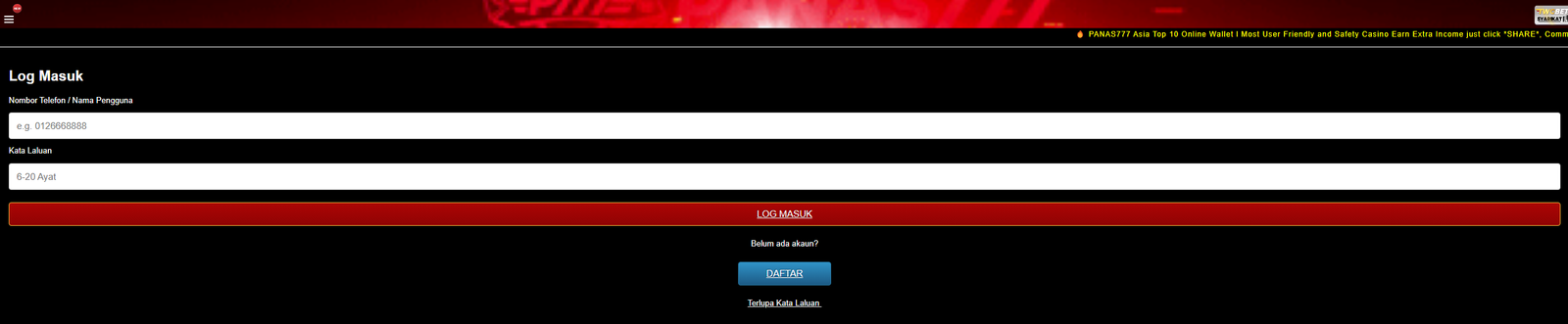 Panas777 Login